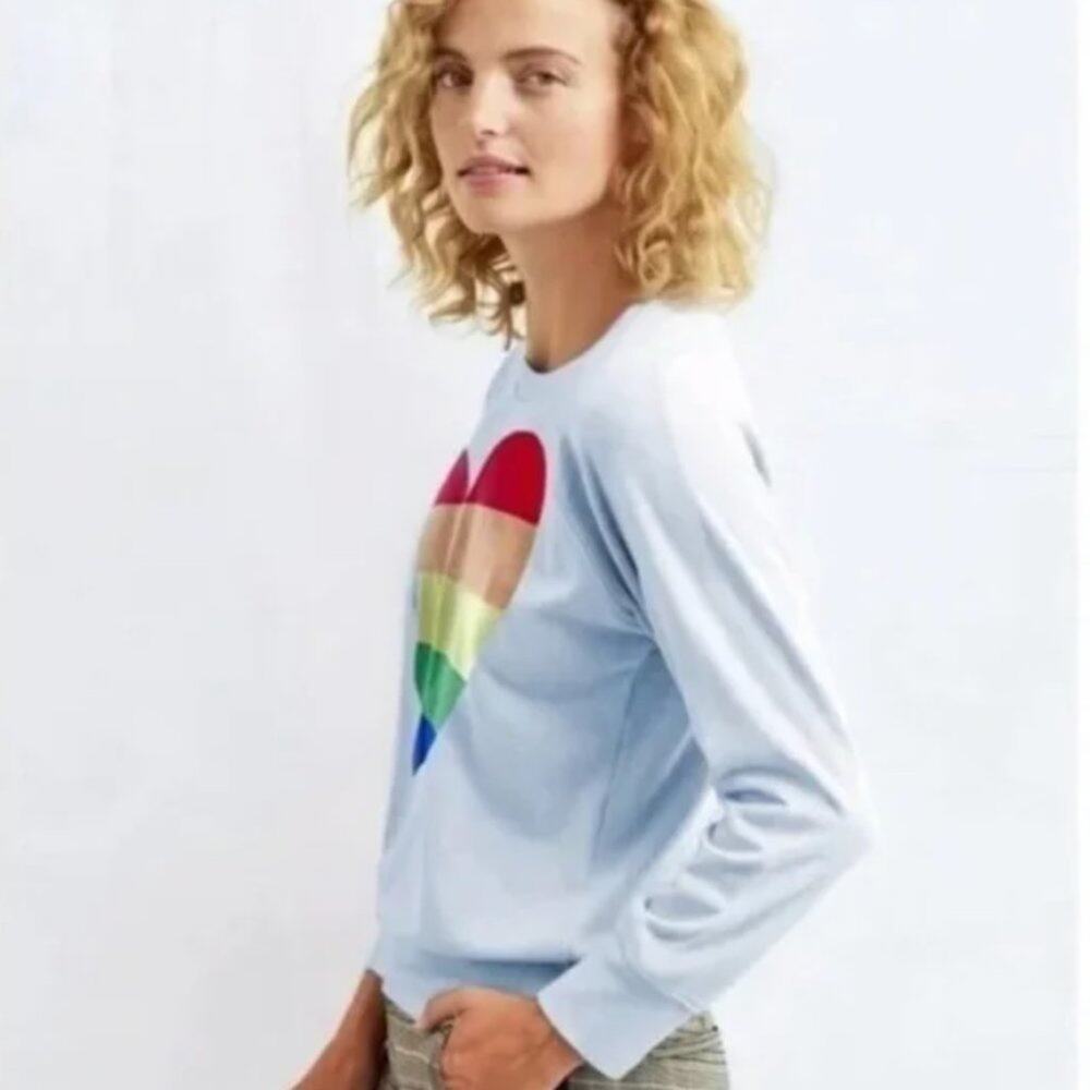 Sundry Rainbow Pride Heart French Terry Sweatshirt 2 Medium $118